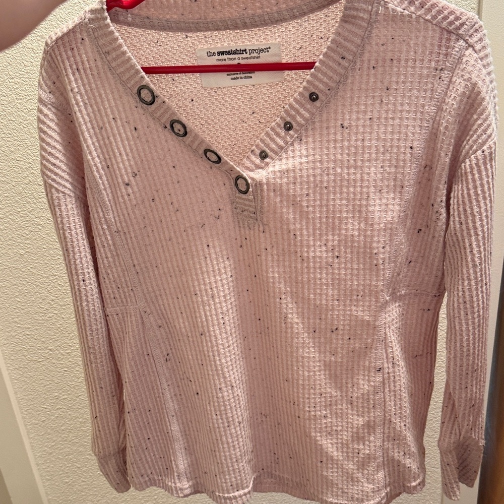 Pink Button-Detail Women's Sweatshirt